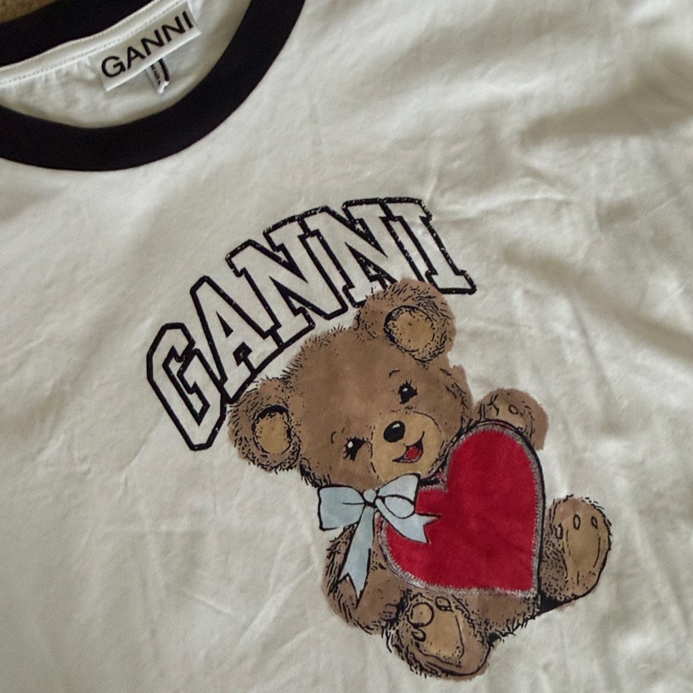 Authentic ganni teddy bear heart tee white ringer - Picture 3 of 3